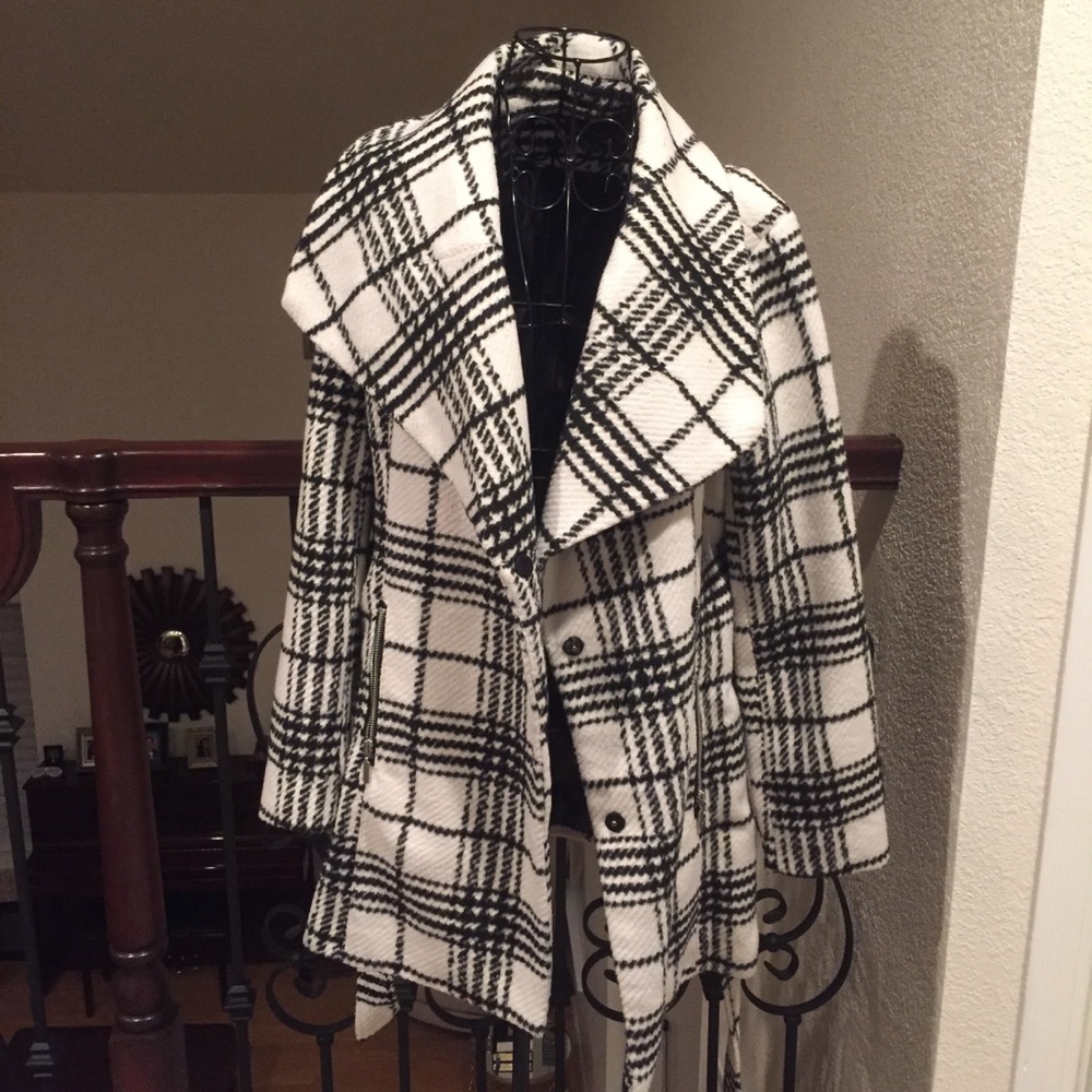 Check Plaid Wool Black/White Winter Formal Jacket